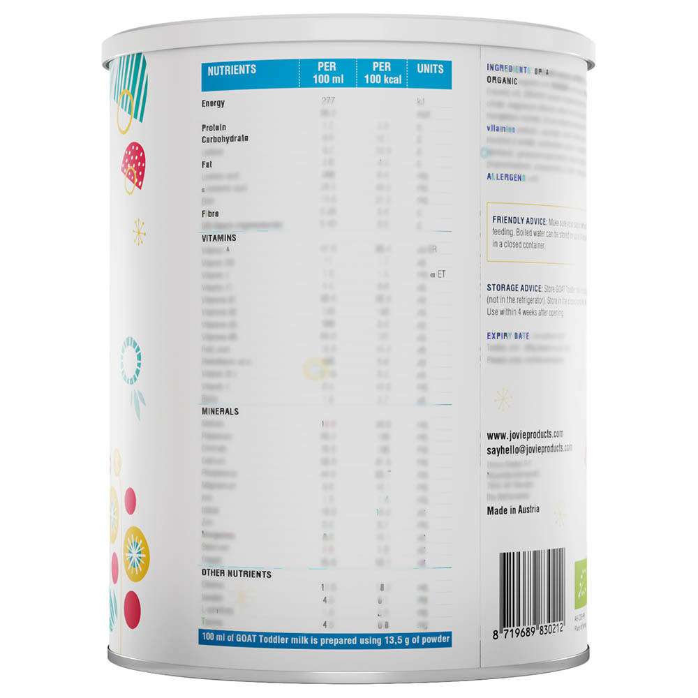 Jovie - Goat (3), Organic Goat Milk Toddlers Formula - 400gm