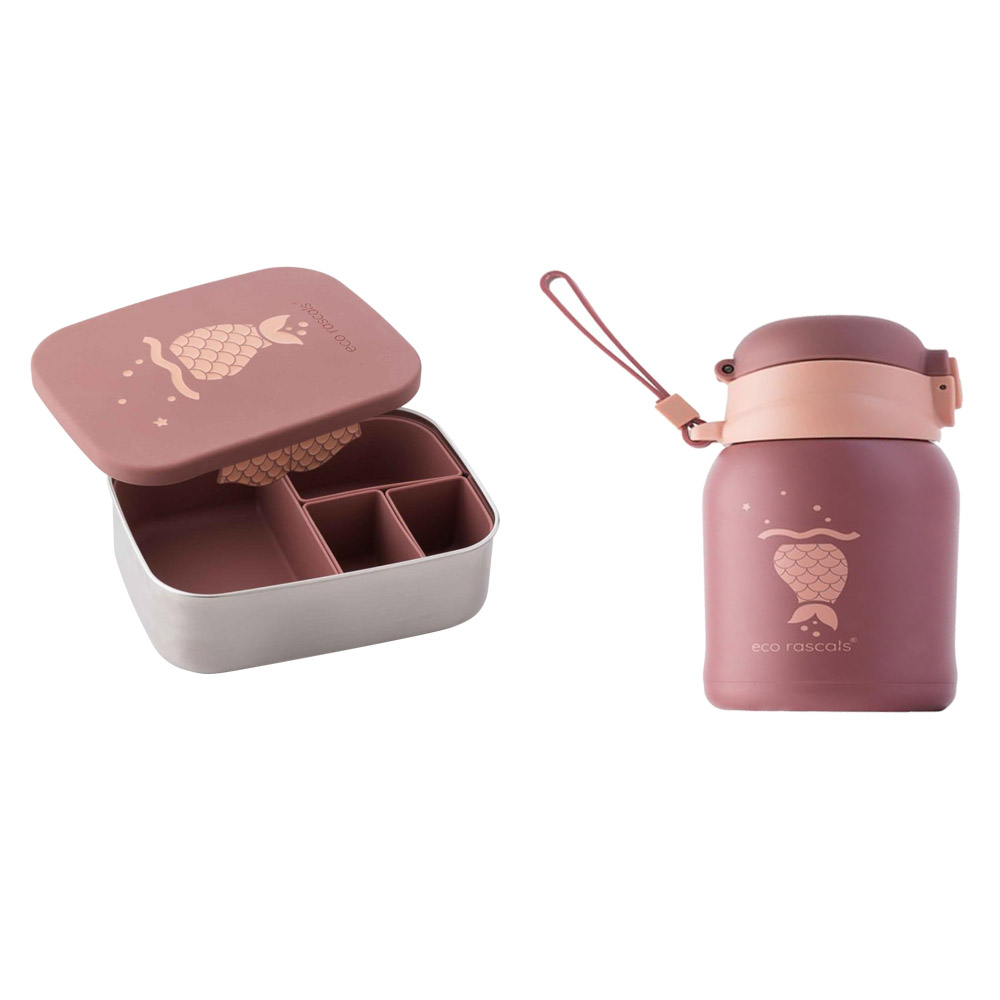 Eco Rascals - 4 Compartement Lunch Box And Water Bottle - 480 ml - Rose