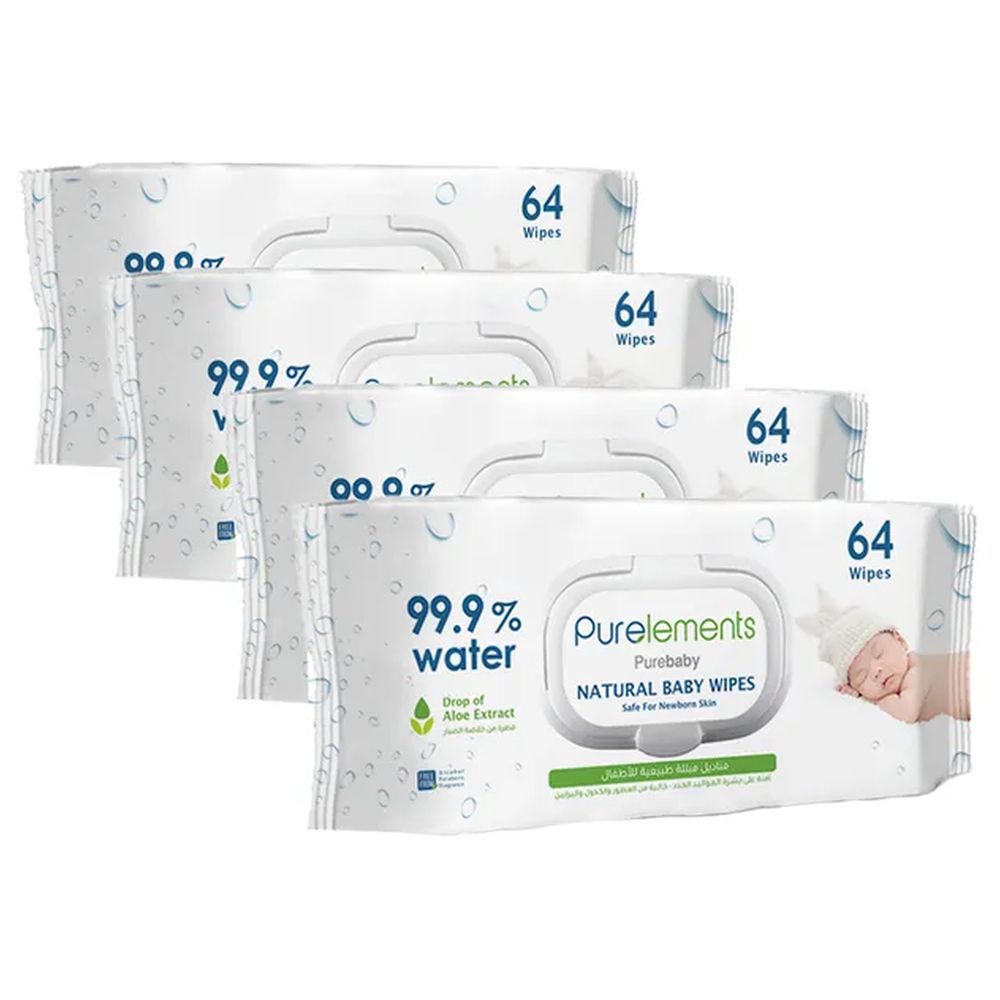 بيور ايلمينتس - مناديل ماء بالألوفيرا لتهدئة البشرة الحساسة - عدد 12 - 768 منديل