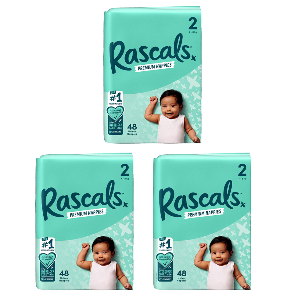 Rascals - Premium Baby Diapers - Size 2 - 4-8 kg - 144 Diapers