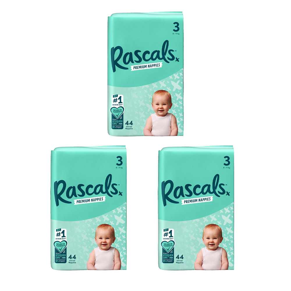 Rascal + Friends - Premium Baby Diapers - 6-11 Kg - Size 3 - 132 Diapers