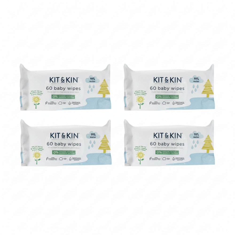Kit & Kin - Eco Baby Wipes -  Pack of 4 - 240 Wipes