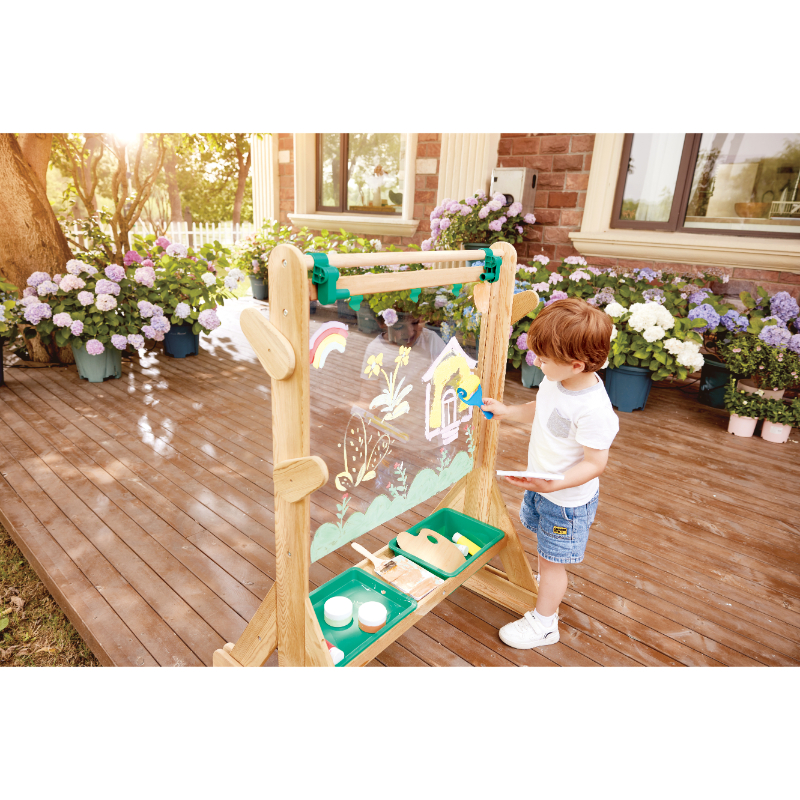 Hape - Double-Sided Outdoor Art Easel With Accessories - 7pcs