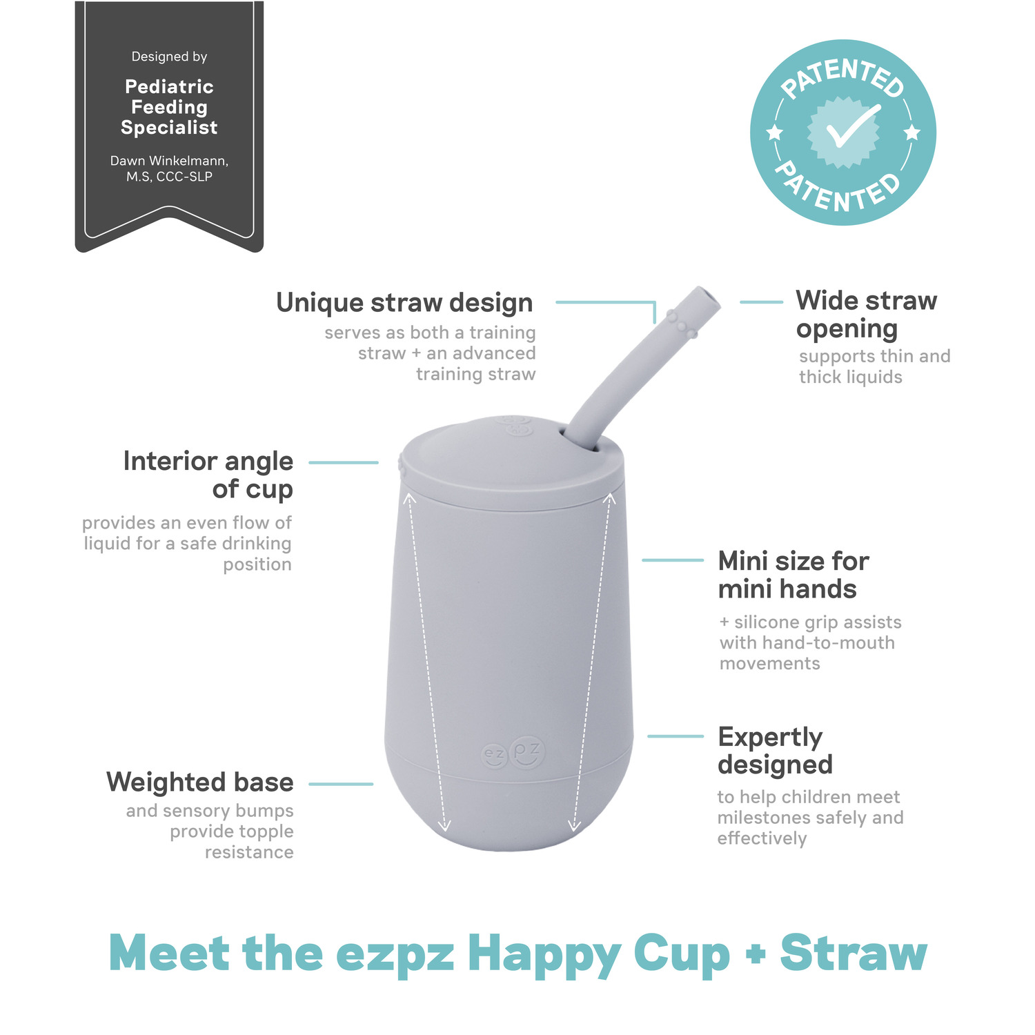 Ezpz - Happy Cup & Straw System - Pewter - 236ml