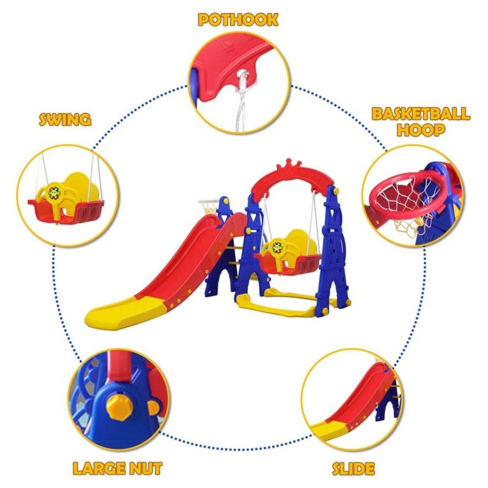 Little Angel Kids Slide And Swing 3-In-1 Activity Playset