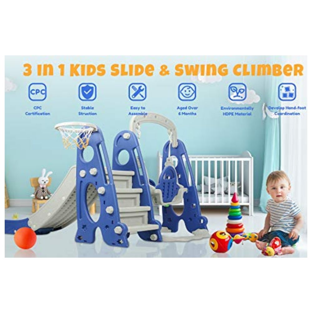 Little Angel Kids Toys Slide & Swing - Blue_3y