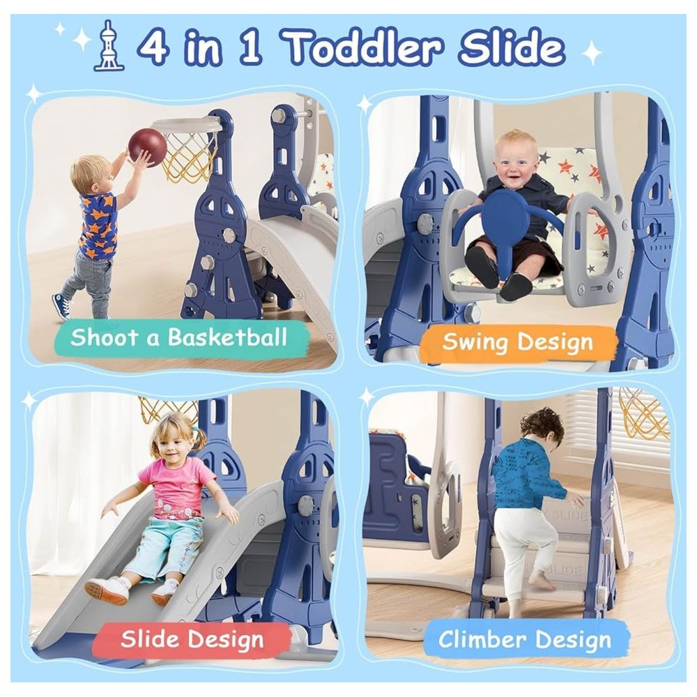Little Angel Kids Toys Slide & Swing - Blue_3y
