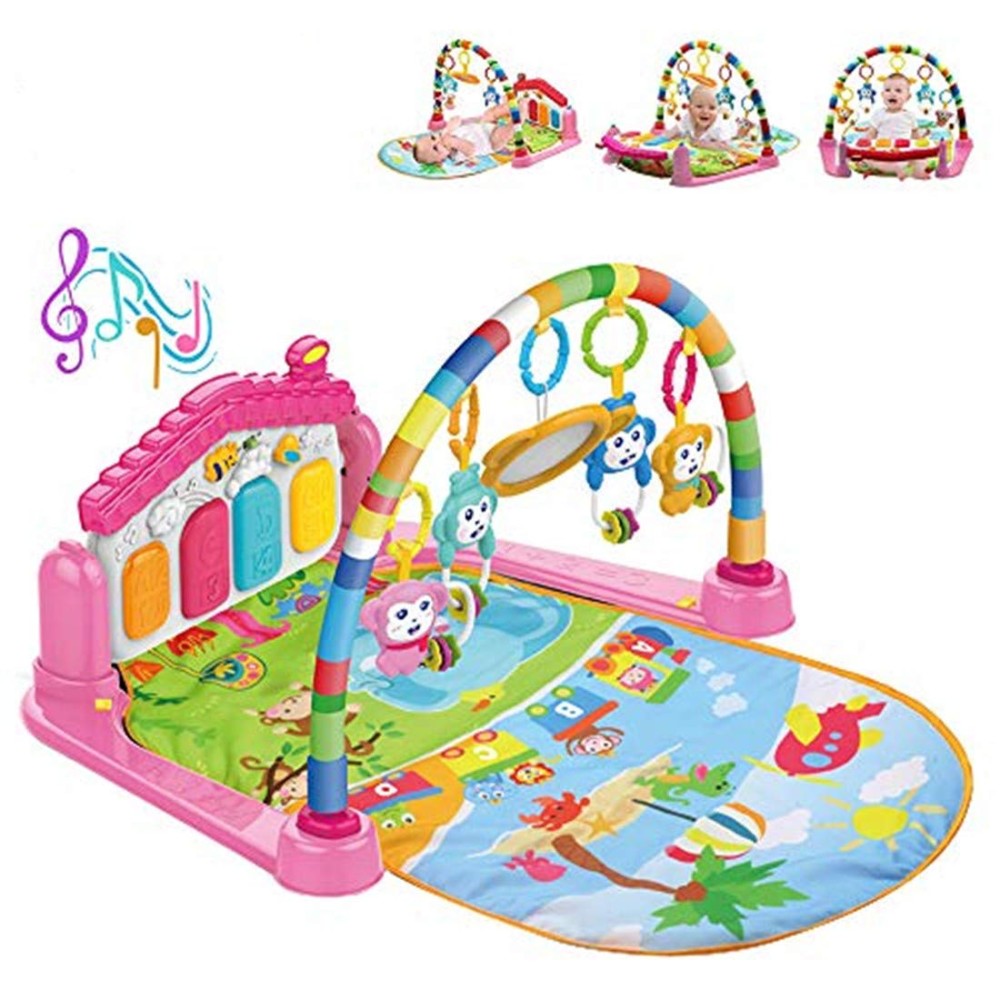 Huanger - Baby Play Gym Piano Mat Activity Center Toys - Pink