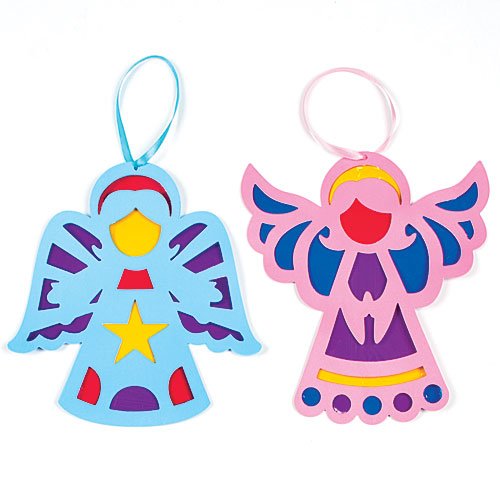 Baker Ross - Angel Stained Glass Hanging Decorations - Pack of 6