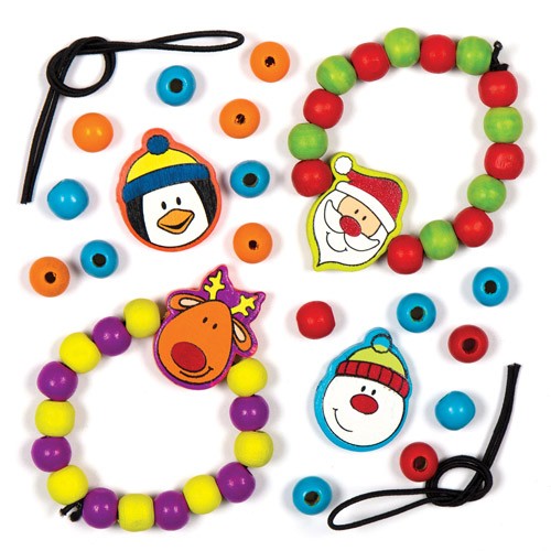 Baker Ross - Christmas Wooden Bracelet Kits - Pack of 4