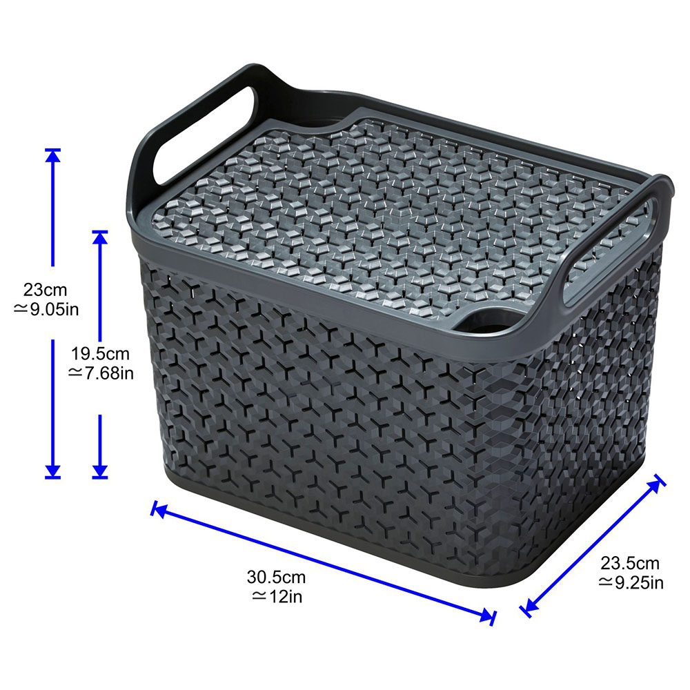 Strata - Medium Urban Store Basket 14L Stackable With Handles - Charcoal Grey