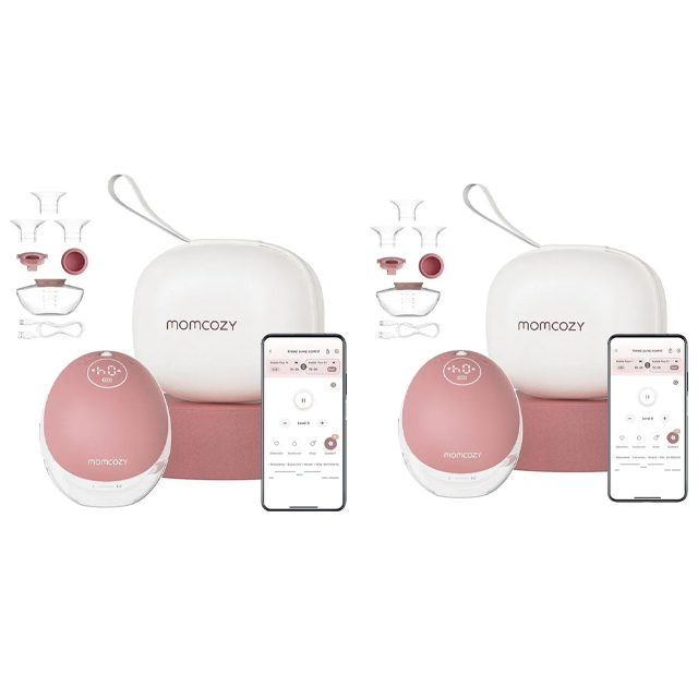 مضخة الثدي الكهربائية Momcozy M9 بدون استخدام اليدين - لون أحمر دافئ - 24 مم - عبوة من قطعتين