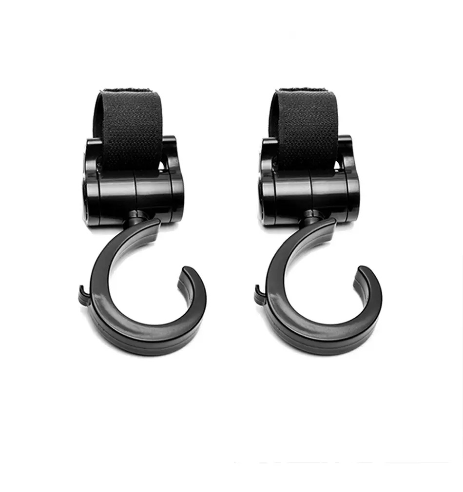 Pikkaboo - 2Pcs Multi Purpose 360 Swivel Stroller Hooks - Black - 2pcs