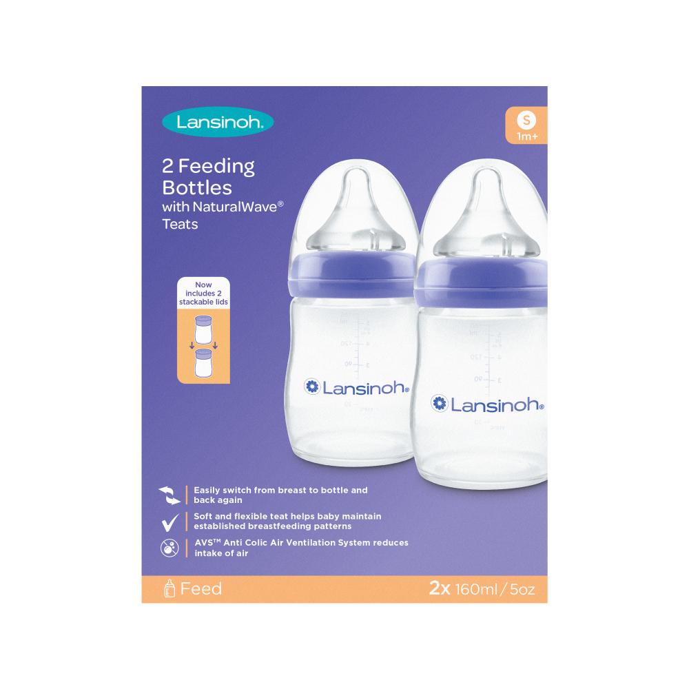 Lansinoh - Feeding Bottle with Natural Wave Teat - 160ml - Pack of 2