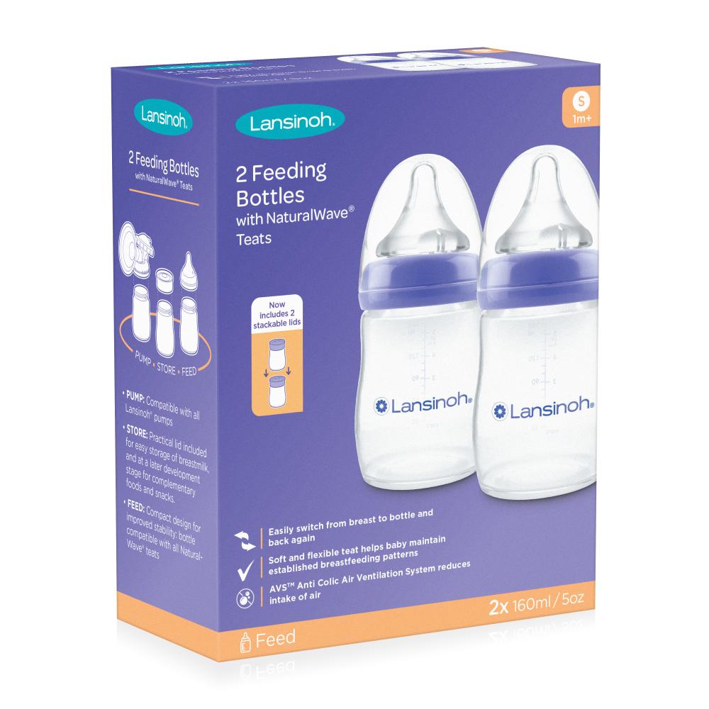 Lansinoh - Feeding Bottle with Natural Wave Teat - 160ml - Pack of 2