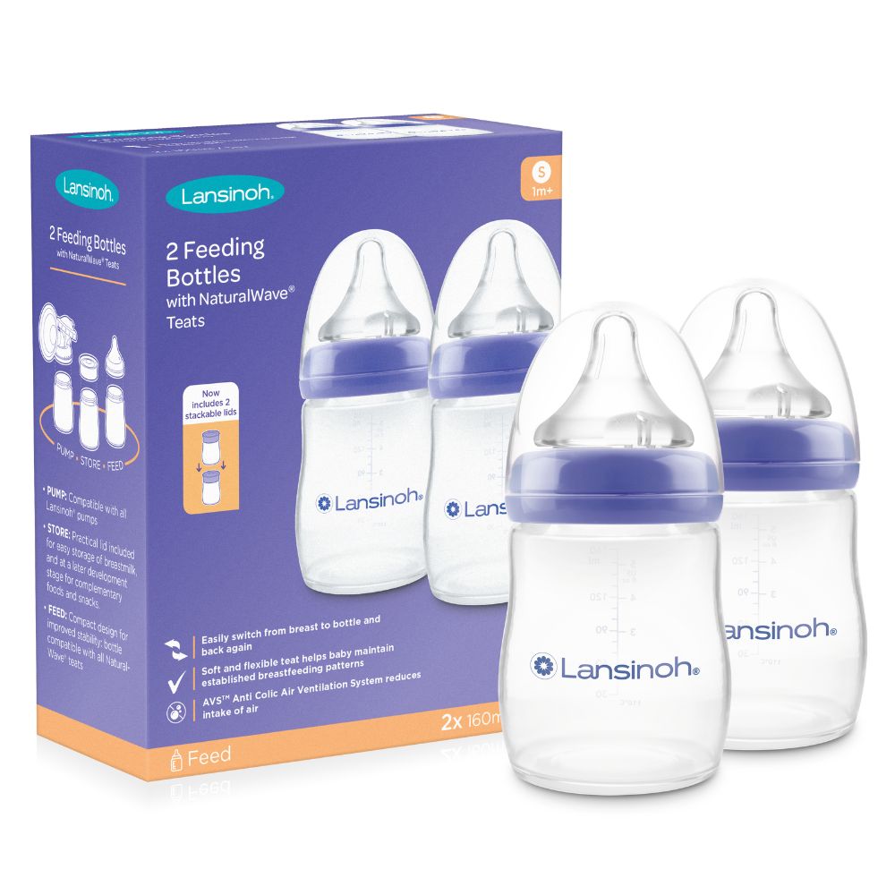 Lansinoh - Feeding Bottle with Natural Wave Teat - 160ml - Pack of 2