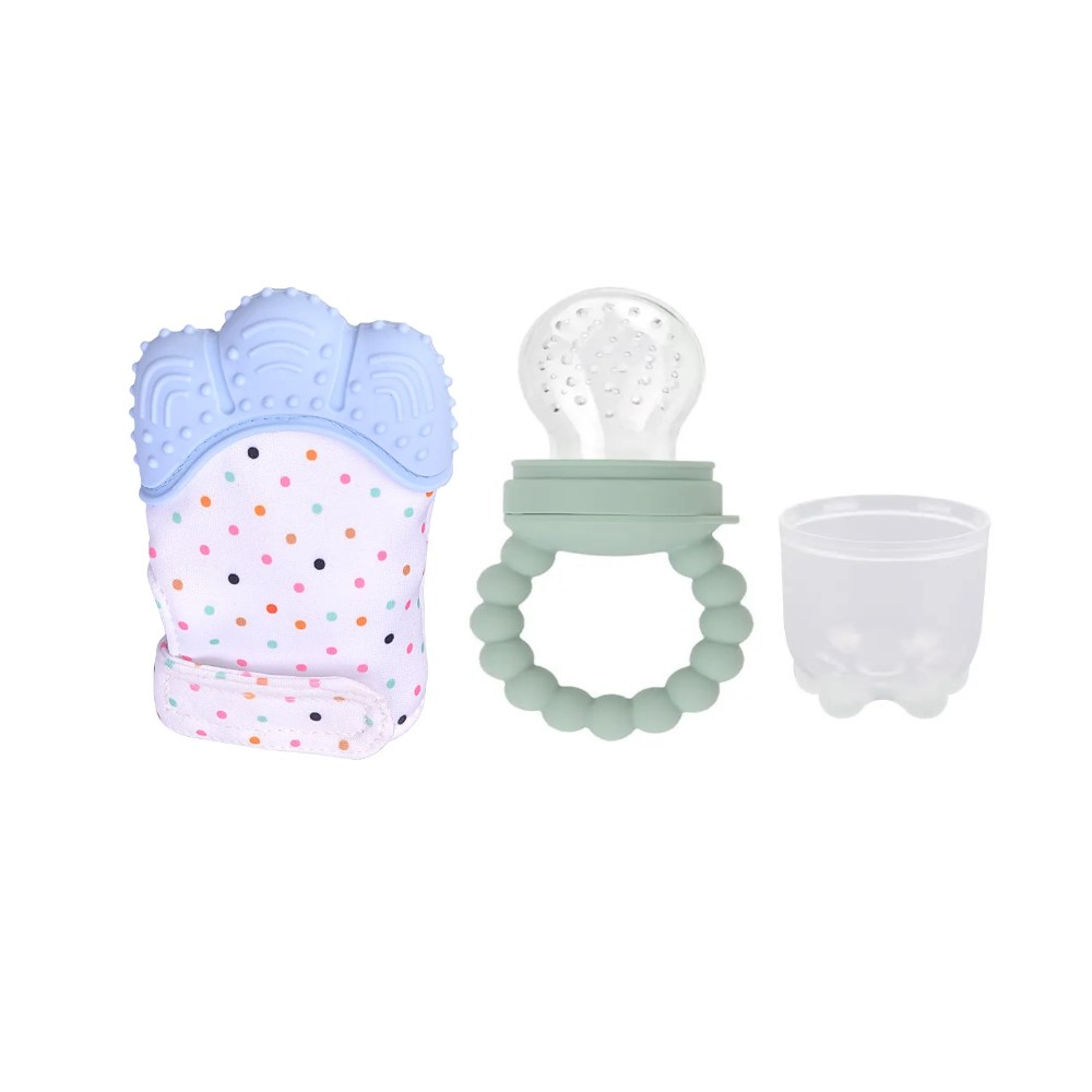 Pikkaboo - Chew & Feed Teether With Fruit Pacifier Duo - Blue