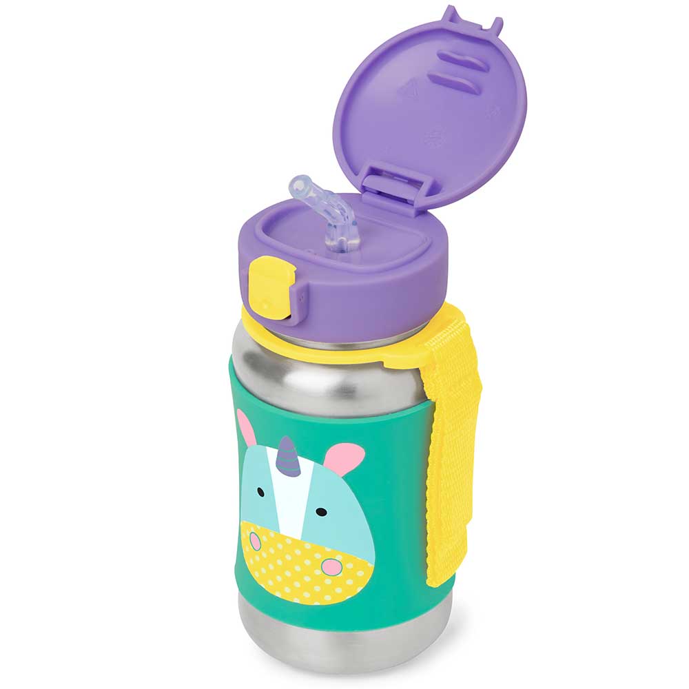 SkipHop Zoo Stainless Steel Straw Bottle - Unicorn - 350ml