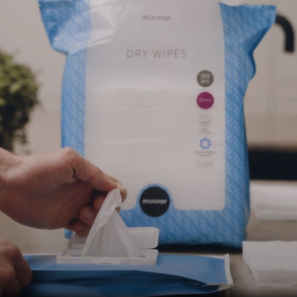 مينينور - كيس تخزين المناديل الجافة - أزرق