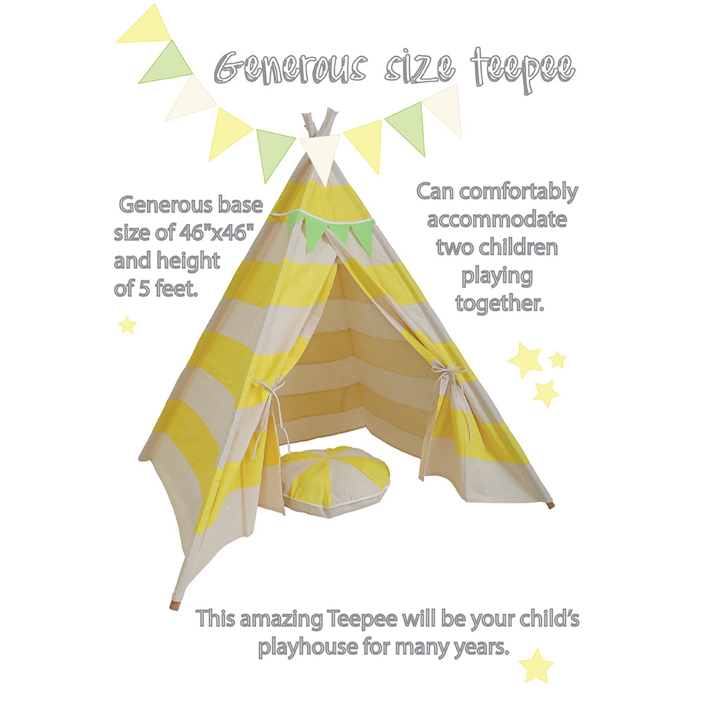 Mi Dulce An'ya - Stripe Teepee Tent 5ft - Yellow