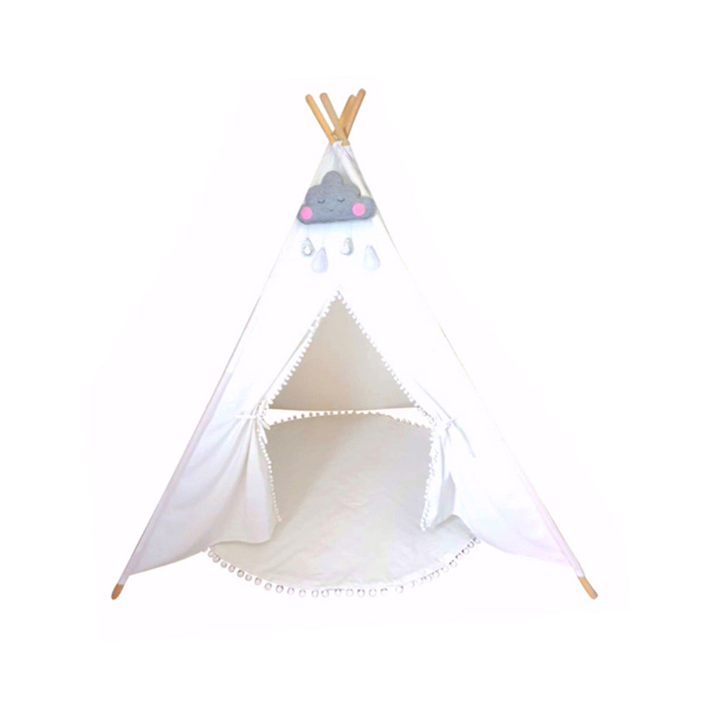 Cherrypick - White Dove Pompom Cotton Teepee with Mat