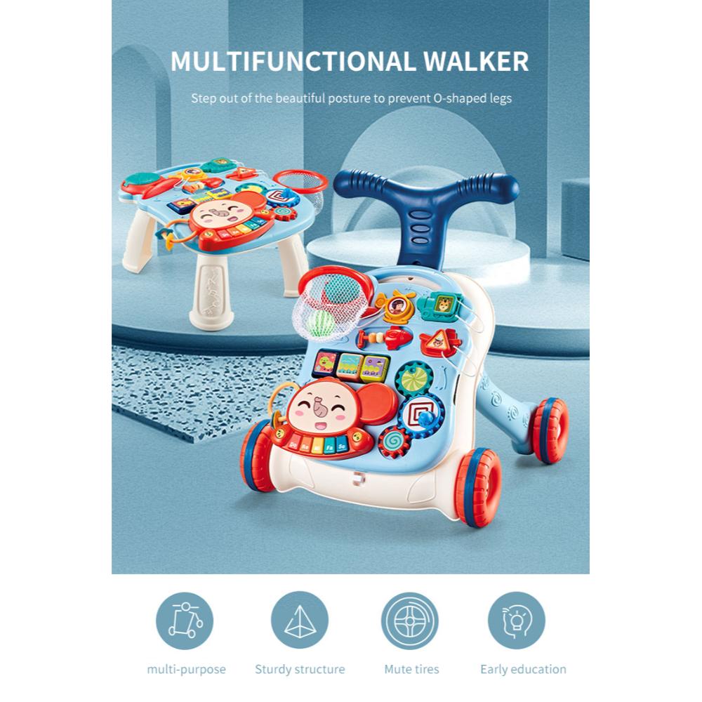 Little Angel - Learning Baby Walker with Ride-On & Push Walker 5-in-1 - Blue