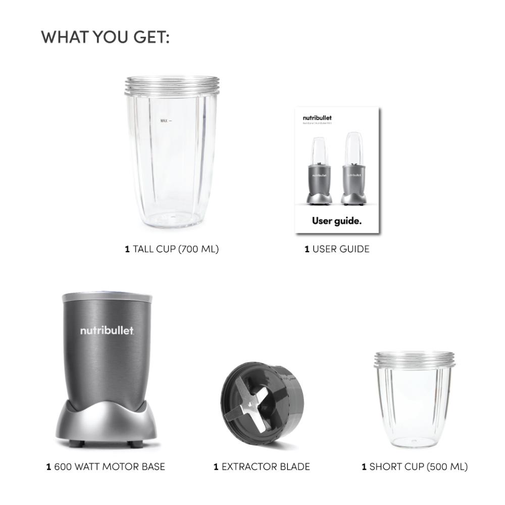 Nutribullet - High Speed Blender 600 Watts With Accessories - Grey