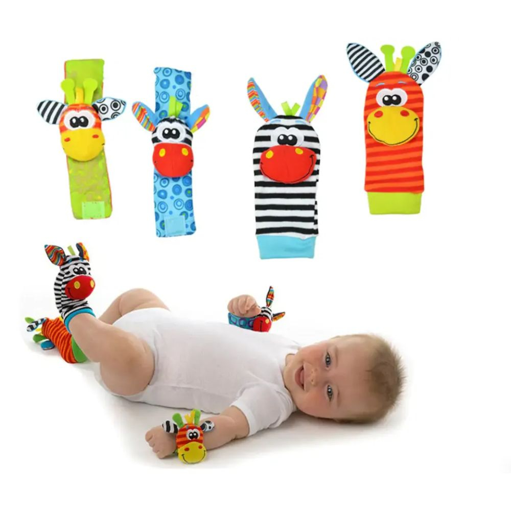 Factory Price - Wrist Rattle & Foot Finder Socks - Animal Design C