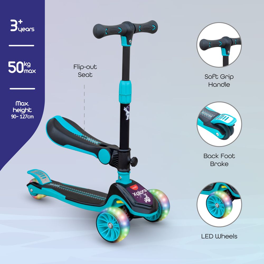 Moon Xplora Foldable Scooter with Seat - Blue