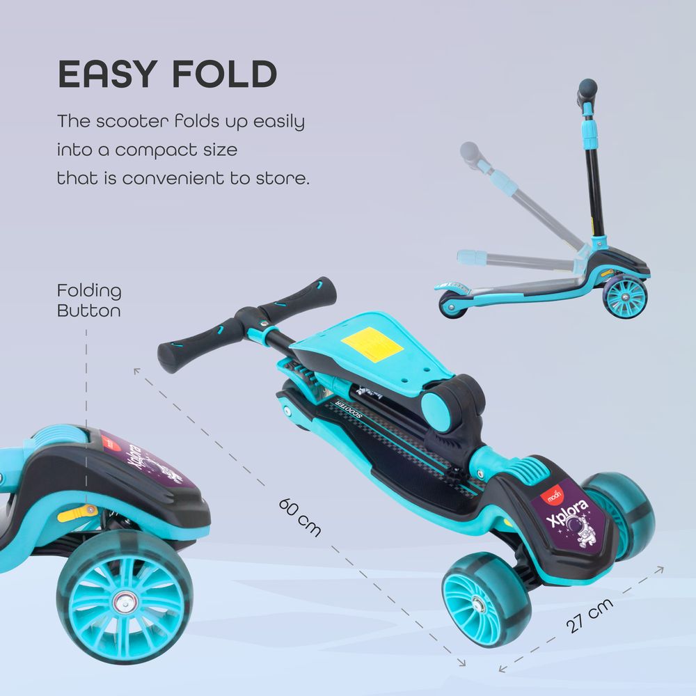 Moon Xplora Foldable Scooter with Seat - Blue