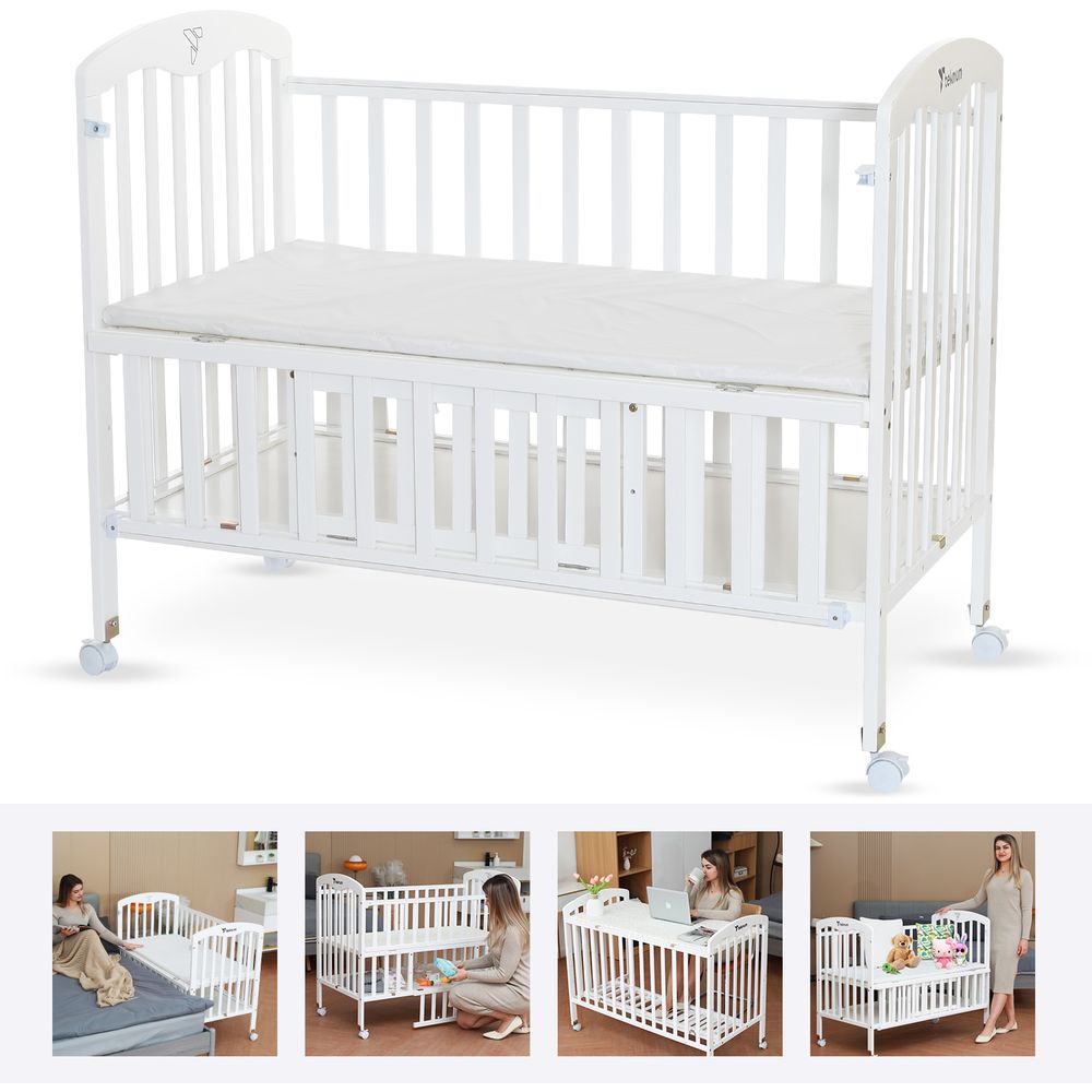 Teknum - 4-in-1 Convertible Wooden Bed With Storage - White