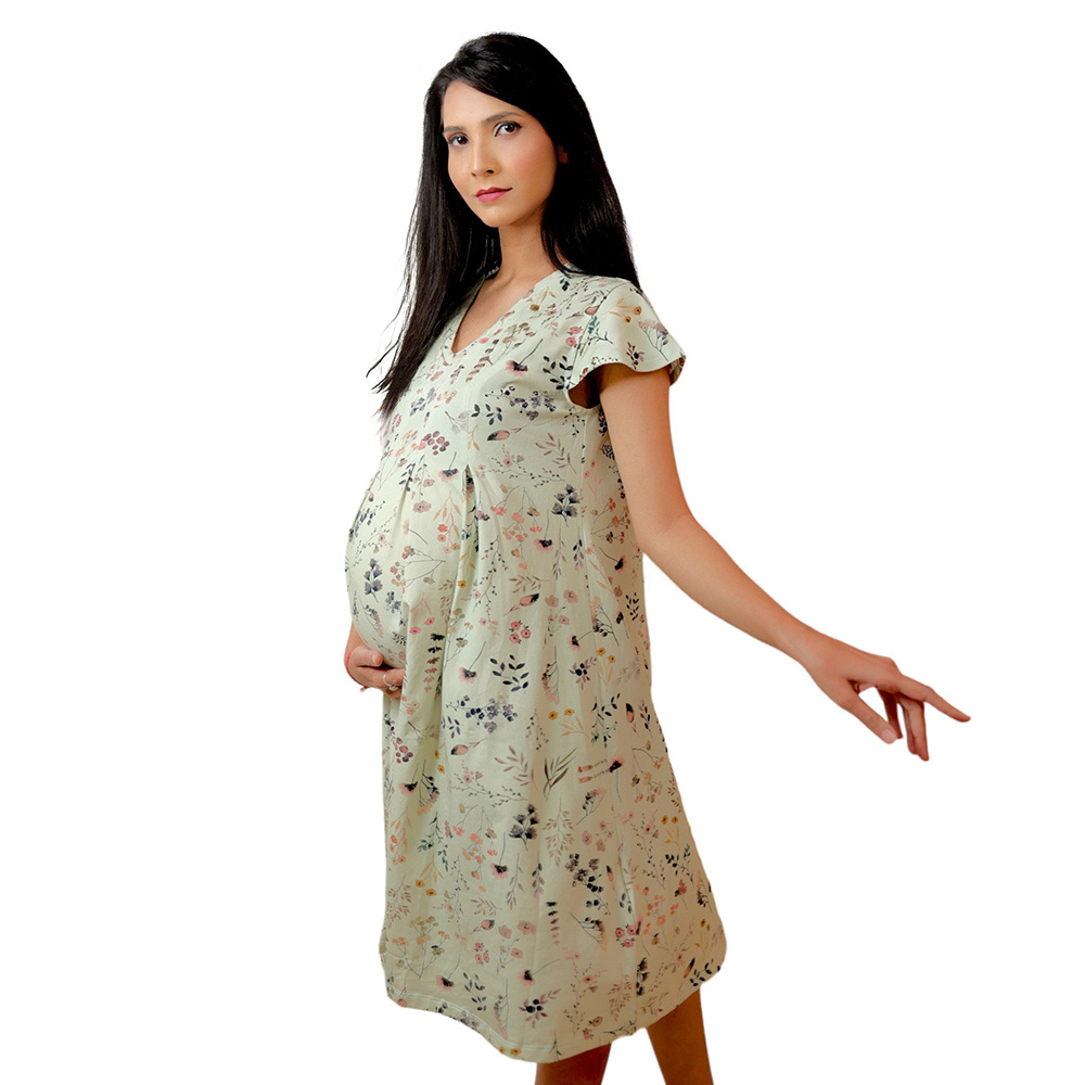 Tummy - Organic Cotton Maternity Casual Dress - Yellow