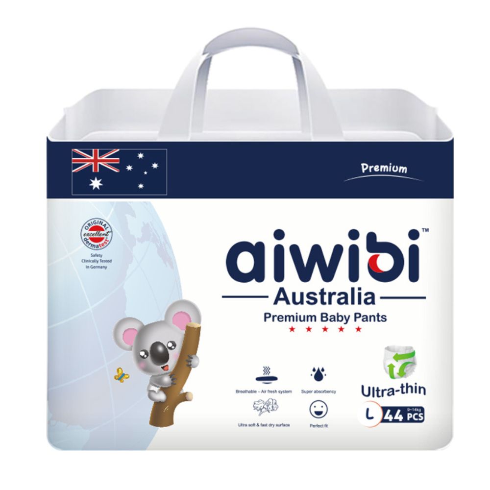 Aiwibi Ultra-Thin Premium Baby Pants Diaper - Size L 9-14kg - 44pcs