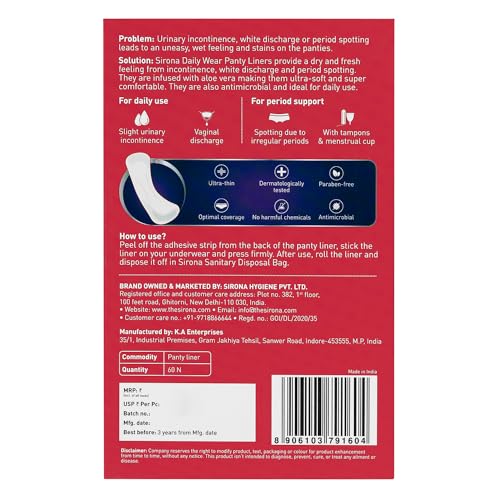 Sirona - Dry Comfort Panty Liners- Large, 60 Liners