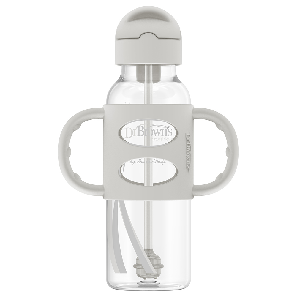 Dr. Brown's - Sippy Straw Bottle with Silicone Handles 250ml - Grey