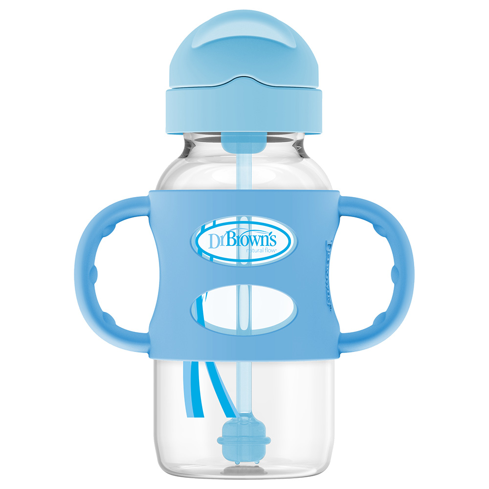Dr. Brown's - Sippy Straw Bottle with Silicone Handles 270ml - Blue