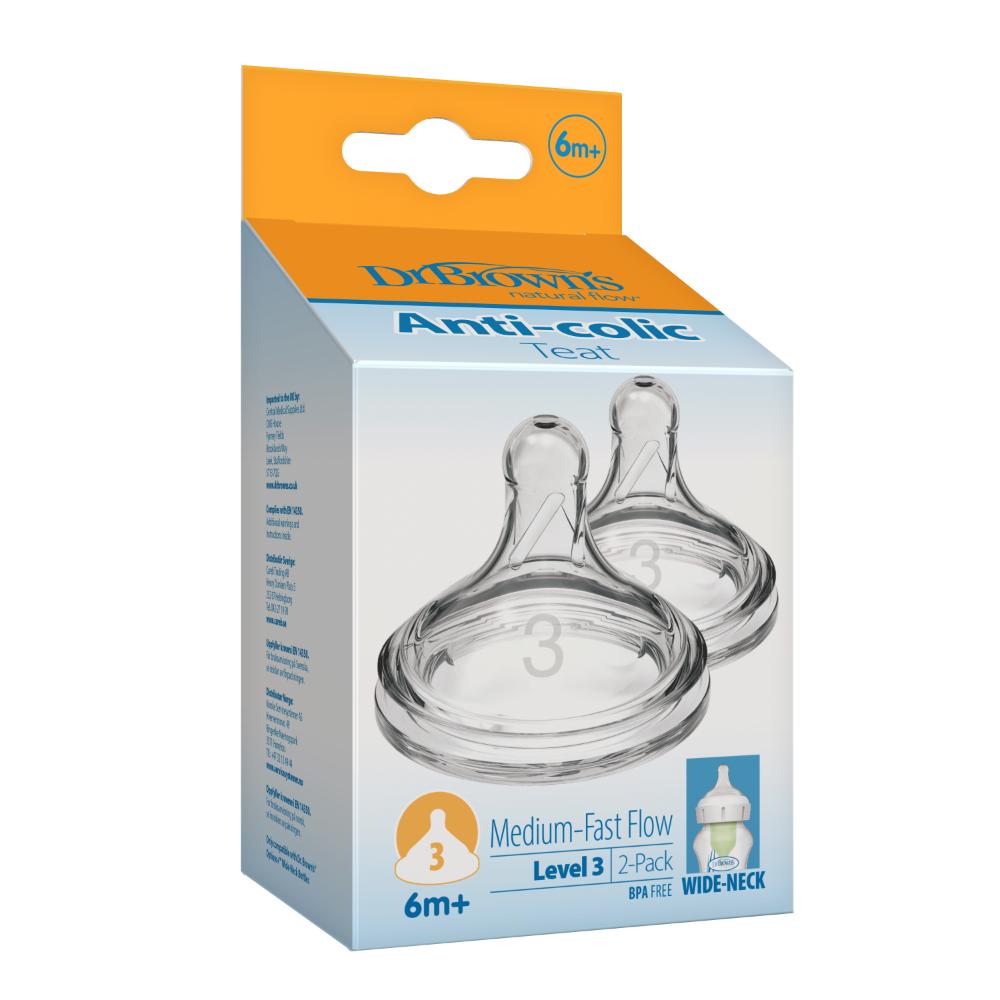Dr. Brown's - Wide-Neck Silicone Options+ Nipple - Level 3 - Pack of 2